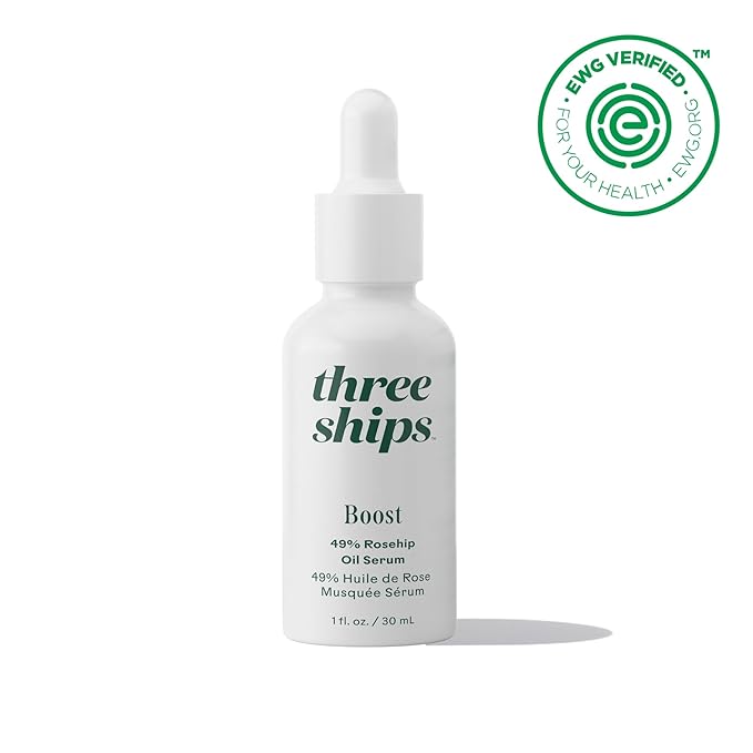 Three Ships - Boost 49% Rosehip Oil Serum | Moisturize, Firm, Plump Skin | Cruelty-Free, Vegan, Paraben-Free, Sensitive Skin Safe (1 fl oz | 30 mL)