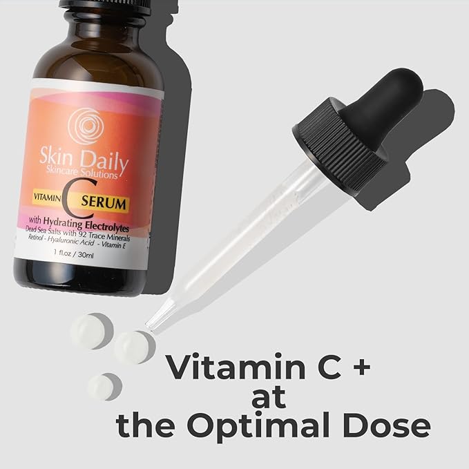 Antioxidant Vitamin C Serum for Face- Infused with Electrolytes, Hyaluronic Acid, Retinol - 1 oz