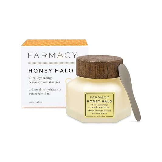 Farmacy Ceramide Face Moisturizer - Honey Halo Hydrating Facial Moisturizer for Dry Skin - Plumps, Soothes + Restores Skin with Potent Ceramides + Buckwheat Honey for a Dewy, Healthy Glow (100ml)