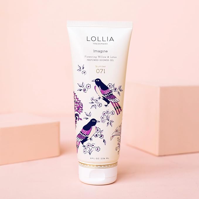 LOLLIA Imagine Shower Gel, 8 fl. oz. – Flowering Willow & Lotus – Scented Shower Gel Body Wash, Shea Butter Body Wash, Bath Wash for Women