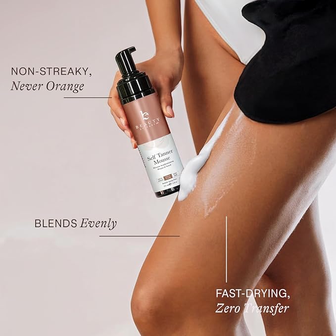 Self Tanner Tanning Mousse Kit - USA Made with Natural & Organic Ingredients, Self Tanner Mousse and Mitt, Tan Kit, Fake Tan Tanning Foam, Medium to Dark, Sunless Tanners Best Sellers