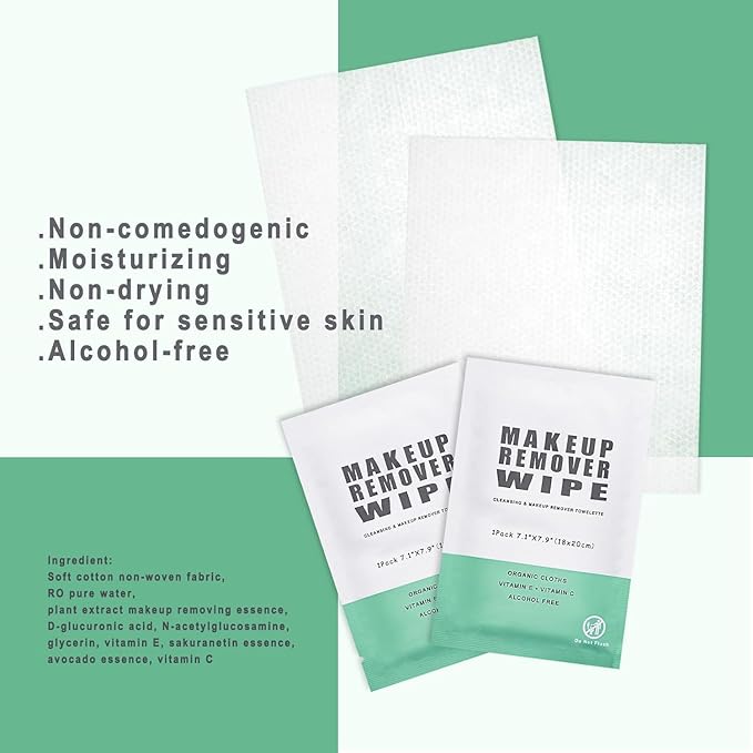 200 Individual Makeup Remover Wipes, Makeup Remover Wipes Individually Wrapped Makeup Wipes Bulk Face Cleansing Wipes, Travel Makeup Remover Cloth for Travel Hotel Skin Care Face Cleansing