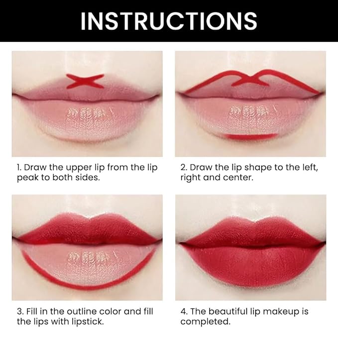 BINGBRUSH 3Pcs Double Ended Light Red Purple Matte Lip Liner and Lipstick Makeup Combo Set for Women,Lipliner 24 Hours Original Waterproof Long Lasting Lip Stains Pencil Kit Set