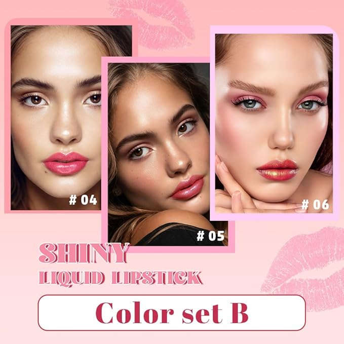 3Pcs Metallic Lipstick for Women,Lightweight Glitter Sparkling Liquid Lipsticks,Shimmer Lip Gloss Stain Long Lasting Waterproof Smudge Proof Non-Drying 24 Hour Full Coverage Lip Makeup,Vegan