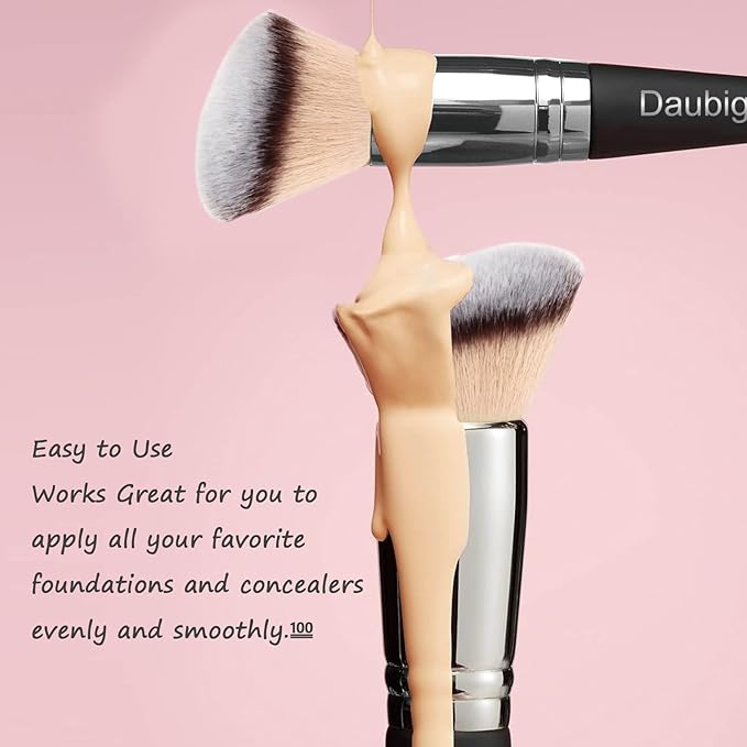 Daubigny Makeup Brushes Dual-ended Foundation Brush Concealer Brush Perfect for Any Look Premium Luxe Hair Rounded Taperd Flawless Brush Ideal for Liquid, Cream, Powder,Blending,Concealer(Angled)