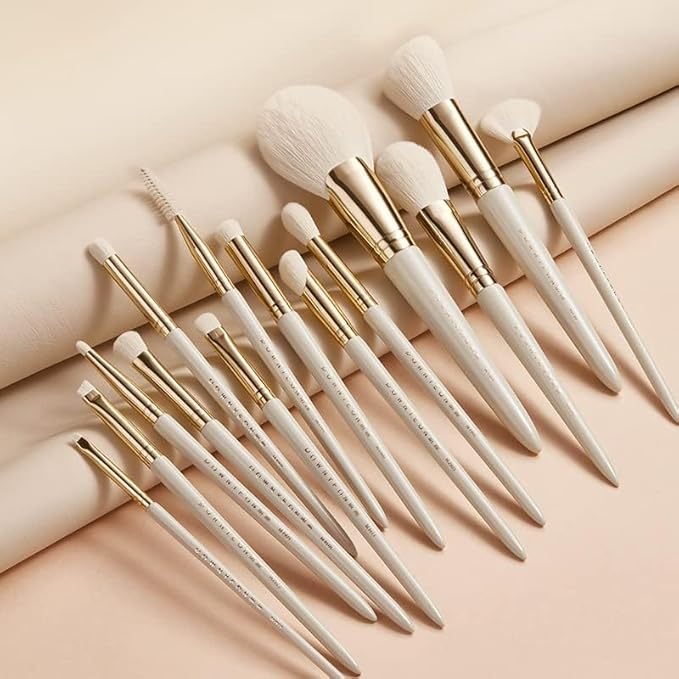 Makeup brush gift set: 14 piece professional makeup brush advanced synthetic kabuki brush set foundation make-up powder blusher eye shadow concealer high gloss brush mixed makeup brush set