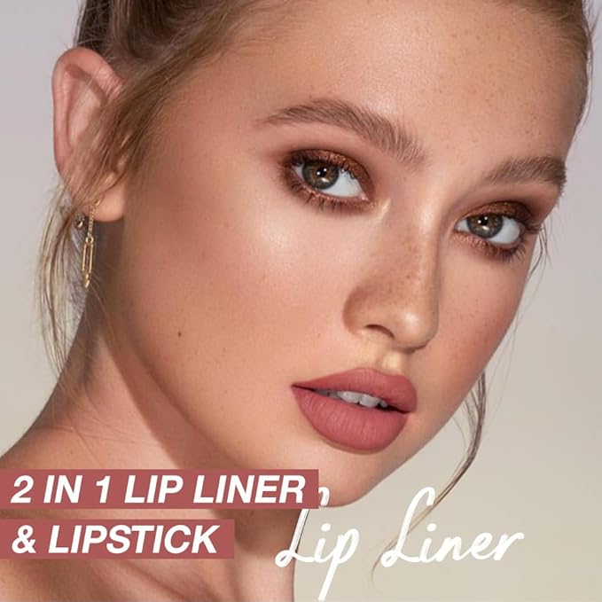 AMY'S DIARY Matte Crayon Lip Liner Lipstick Makeup, Precision Tip Matte Lip Crayon, Longwear Up To 24Hrs,Matt Lip Liner Make Up Smudge-Proof Lip Contour Waterproof for Women (Dusk, Regular)