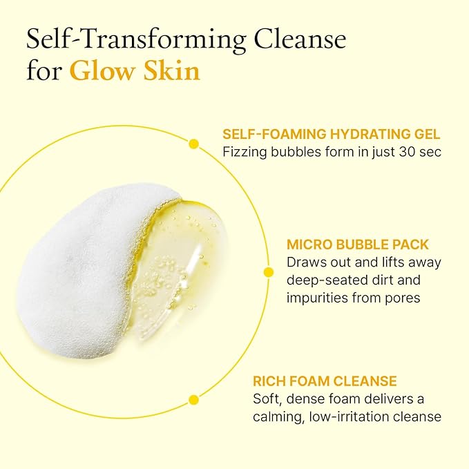 FULLY Lemon Vita Bubble Mask Cleanser, Self-Bubbling Gel-to-Foam Face Wash, Vitamin C + Jeju Lemon Water for Brightening, Radient Smooth Skin, Hydration, Vegan Korean Skincare, 5.07 fl.oz