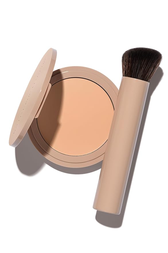 Long-Lasting Lightweight Foundation & Brush Duo | Cruelty-Free, Fragrance-Free, Buildable, Transfer-Proof Makeup (Fair)