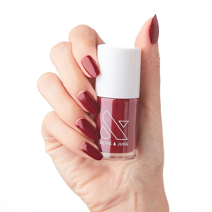 Olive & June Long Lasting Nail Polish | Plump Gel-Like Finish No Lamp Needed | Lasts up to 10 days | Salon-Quality Color at Home | 15-Free, Vegan & Cruelty-Free Chip-Resistant | Cozy Up | Brick Red