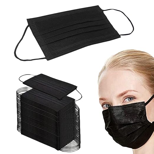 NNPCBT 1000 pcs Black Disposable Masks 3 ply Breathable Face Masks for Adults