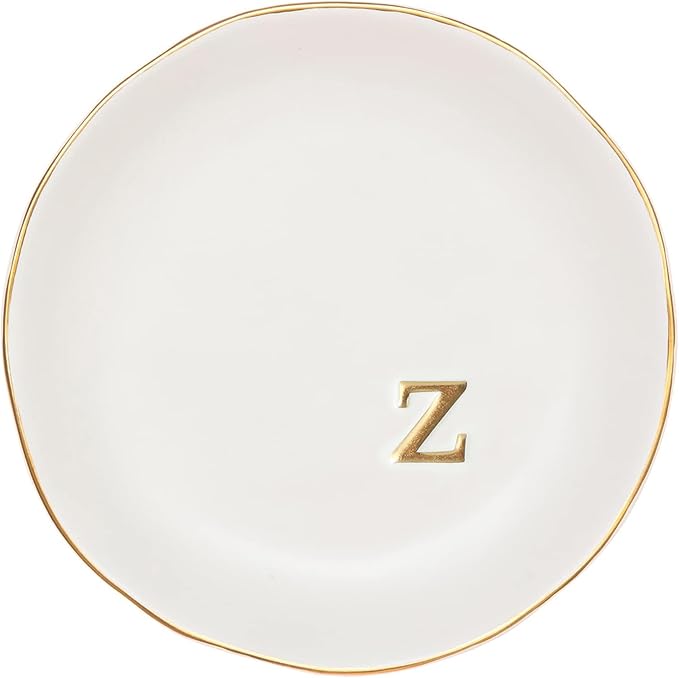 COLLECTIVE HOME - Ceramic Jewelry Tray, Decorative Trinket Dish for Rings Earrings Necklaces Bracelet Watch Keys, Birthday Mother's Day Christmas Gift for Women, 4.75", White Surface (Z)