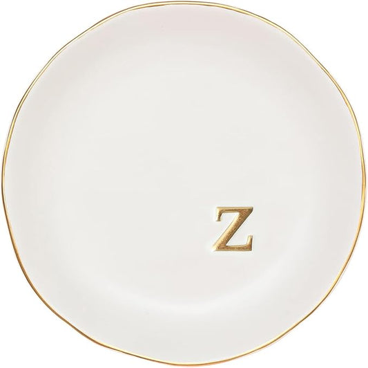 COLLECTIVE HOME - Ceramic Jewelry Tray, Decorative Trinket Dish for Rings Earrings Necklaces Bracelet Watch Keys, Birthday Mother's Day Christmas Gift for Women, 4.75", White Surface (Z)