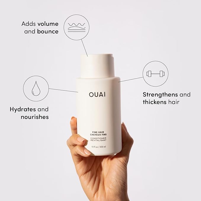 OUAI Fine Hair Shampoo & Conditioner Set, Travel Size - Volumizing Shampoo & Conditioner - With Strengthening Keratin, Biotin & Chia Seed Oil - Sulfate, Paraben & Phthalate Free (3 Oz)