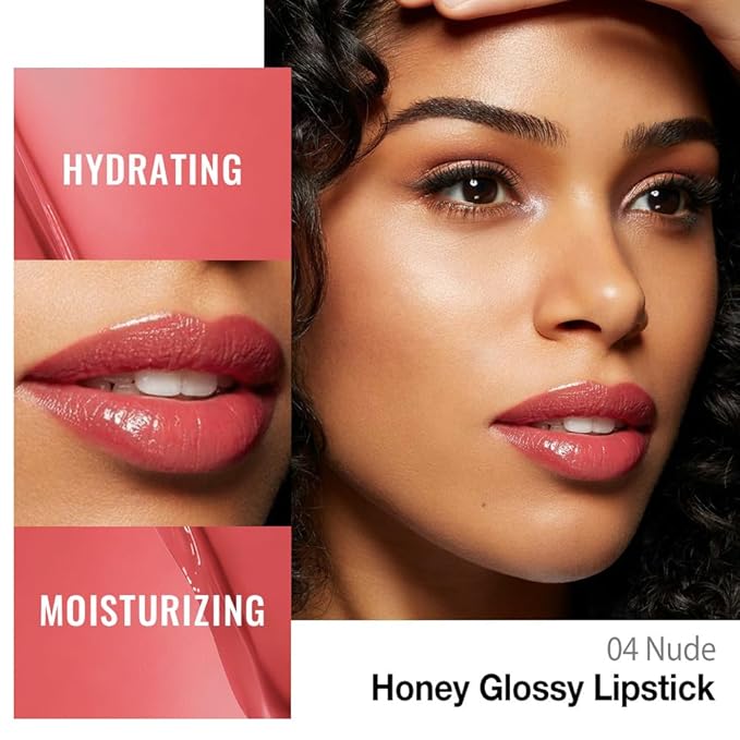 Kaely Nude Honey Lipstick Tinted Lip Balm, Hydrating Shine Lipstick for Women Dry Lips, Moisturizing Nourishing Glossy Lip Gloss Stain Makeup, Sheer Lightweight, Vegan & Cruelty-Free, 04