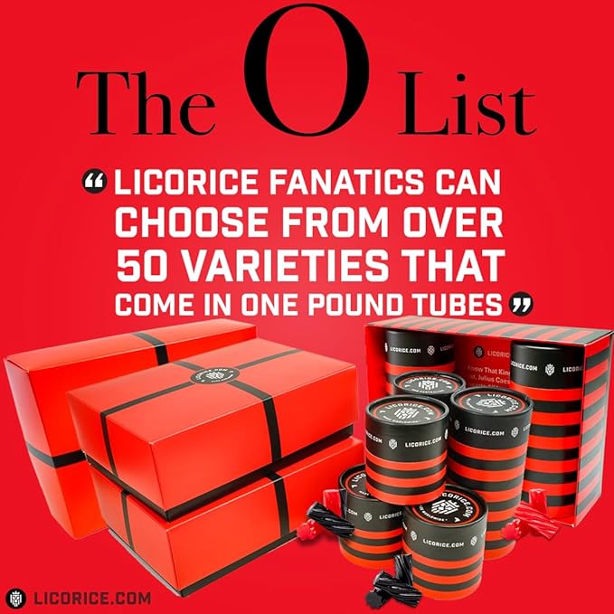 Licorice.com | Candy Gift Box | Soft & Chewy Australian Red, Black & Fruity Licorice | Yummy Strawberry, Green Apple & Raspberry | Great Gift Idea for Holidays and Birthdays | Pack of 3