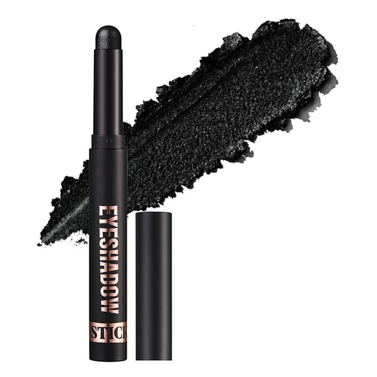 Matte Cream Eyeshadow Stick, Waterproof Eye Shadow Stick, Long-Lasting and Blendable High Pigmented Single Eyeliner Makeup for Women, 24 Black