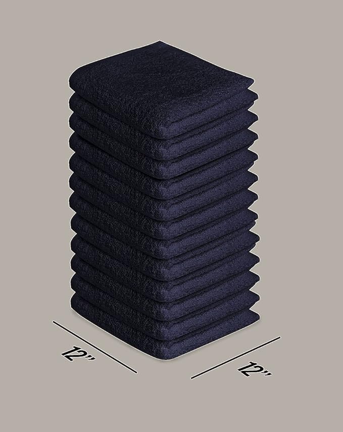 Softolle 100% Cotton Washcloths 24 Pack (12x12 Inches) Soft, Highly Absorbent Washcloth, Face Towels, Wash Cloths for Face, Ring Spun, Bulk Pack (Grey/White)