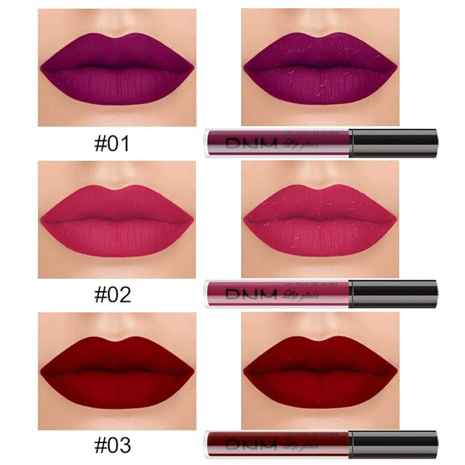 AMY'S DIARY 3Pcs Dark Red Purple Matte Liquid Lipstick Sets, Matte Lipstick Lip Stain Long Lasting 24 Waterproof Lip Gloss Gift Set Matt Lipsticks Set for Women Lippies (Set01)