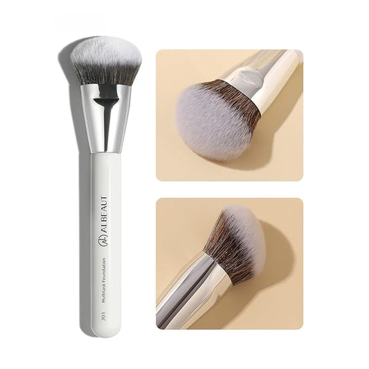 201 Angled Foundation Brush for Flawless Makeup Application Professional Liquid, Cream Powder Foundation Brush with Dense Bristles - Contoured for Precise Blending and Buffing
