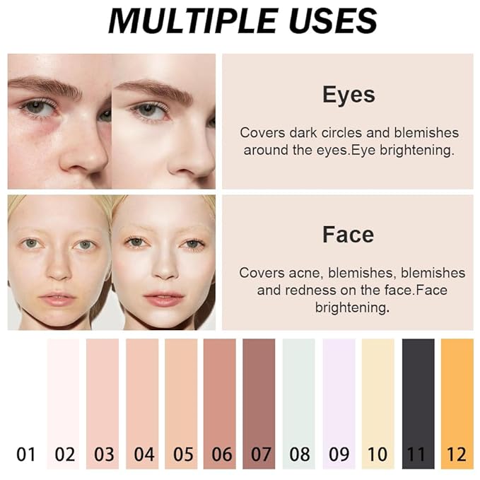 Kaely Pot Concealer Full Coverage, Under Eye Brightener Color Correcting Concealer for Dark Circles, Waterproof Foundation Face Makeup, Eye Ring Corrector de ojeras, 01 White