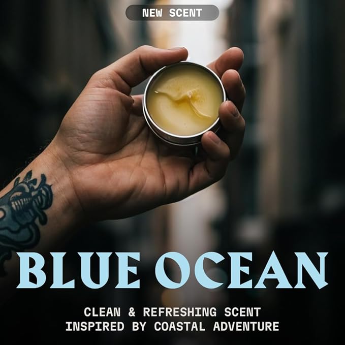 Beard Balm for Men - Leave in Beard Conditioner - Styling Balm Made with Naturally Derived Beard Butter, Argan & Jojoba Oils (2 Ounce (Pack of 1), Blue Ocean)