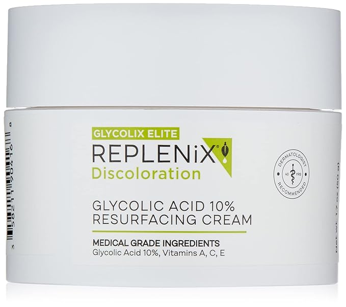 Replenix Glycolic Acid 10% Resurfacing Cream, Hydrating & Lightweight Medical-Grade Exfoliating Face Moisturizer for Skin Discoloration (1.7 oz)