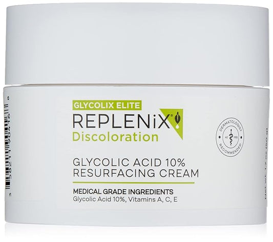Replenix Glycolic Acid 10% Resurfacing Cream, Hydrating & Lightweight Medical-Grade Exfoliating Face Moisturizer for Skin Discoloration (1.7 oz)