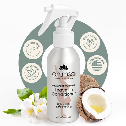 Ahimsa Leave-In Hydrating Conditioner for Dry Hair, Moisturizing Conditioner for Damaged Hair, Wavy, Curly or Color-Treated, Organic Anti-Frizz Moisturizing Conditioners with Coconut Oil Formula
