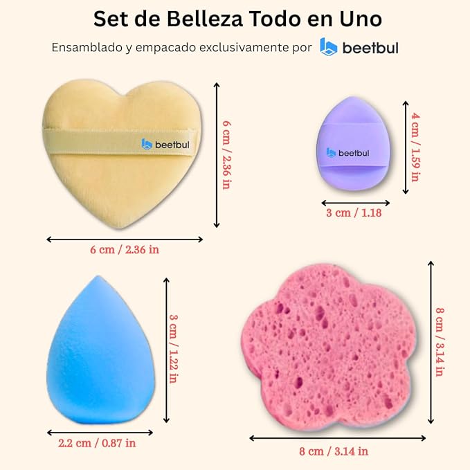 Makeup Kit Bissú 6‑Color Palette + Velvet Puff + 2 Finger Puffs + Makeup Sponge + Exfoliating Sponge (4 Styles) (03 La Buenaza)
