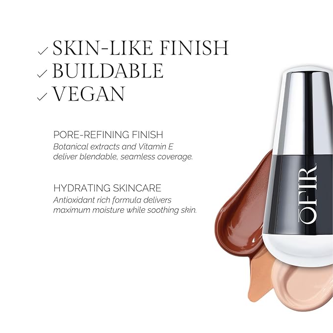 OFIR Skin Satin Medium Coverage Foundation | Lightweight Foundation Makeup with Vegan Formula | Blue Light Protection& Non-Creasing for Long-Lasting Wear | 1 FL OZ (Cumin - Medium Cool Warm)