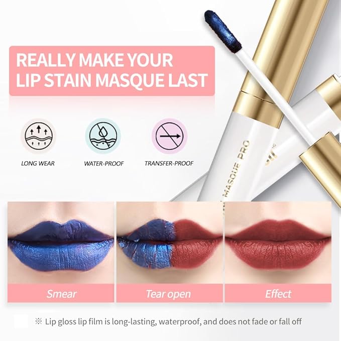 Matte Lip Stain Wipe Off Masque - Peel Off Lip Stain Tattoo, All Day Peel Off Lip Tint,Long Lasting Lip Mask,Waterproof Transfer-proof Lip Liner Peel Off Lip Gloss,Stay Lip Makeup 07#