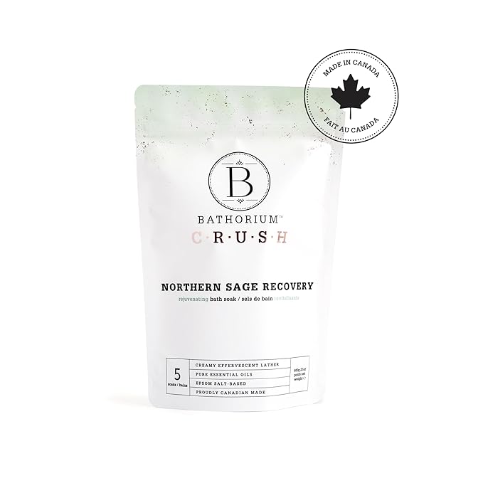 Bathorium Northern Sage Recovery Crush, Revitalizing Bath Soak, Dead Sea & Epsom Salt, Sage, Pine, Eucalyptus, pH-Balanced for Women, 5+ Baths, 21 oz