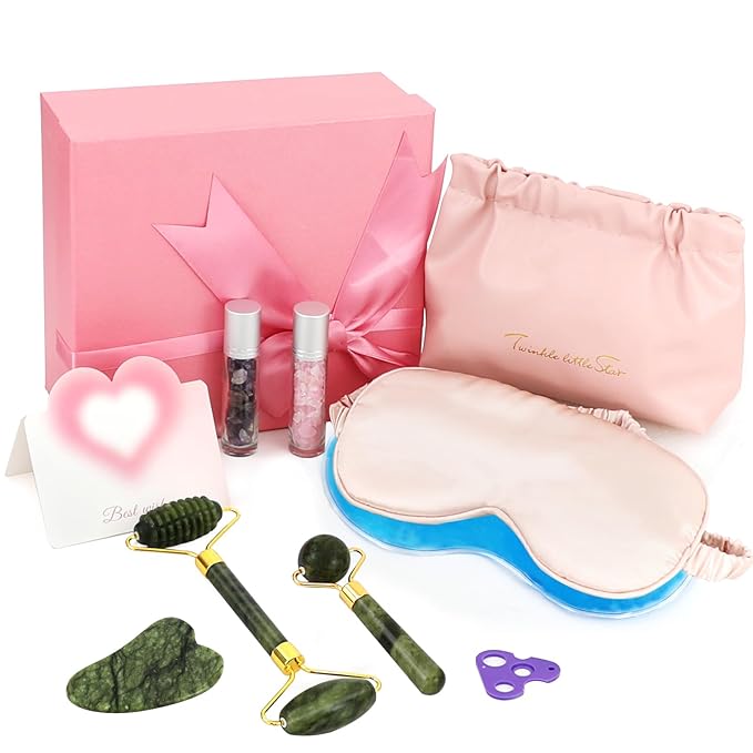 Gifts for Teenage Girls, Skincare Gift Tool Set for Teen Girls Ages 10 11 12 13 14 15 16 18,Tween Girl Gift Basket Stuffers,Daughter,Girlfriend,Women Birthday Gifts,Eye Mask,Jade Roller,Gua Sha
