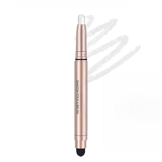 Long-Lasting Cream Eyeshadow Stick Shimmer Finish Easy Apply with Built-in Smudger Blendable silver white