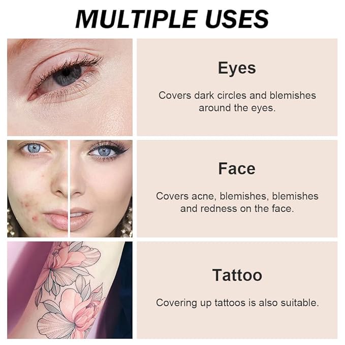 Kaely 2Pcs Pot Concealer Full Coverage Set, Under Eye Brightener Color Correcting Concealer for Dark Circles, Waterproof Foundation Face Makeup Brush Kit, Eye Ring Corrector de ojeras, 02+03