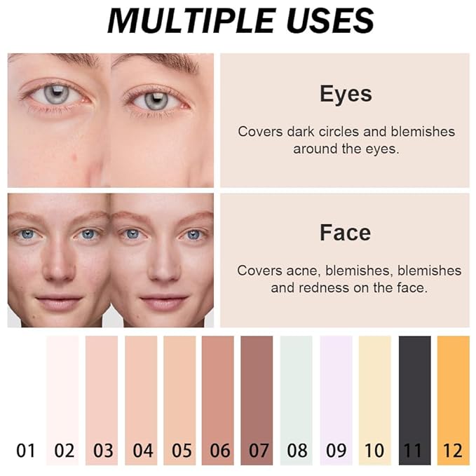 Kaely Pot Concealer Full Coverage, Under Eye Brightener Color Correcting Concealer for Dark Circles, Waterproof Foundation Face Makeup, Eye Ring Corrector de ojeras, 03 Light