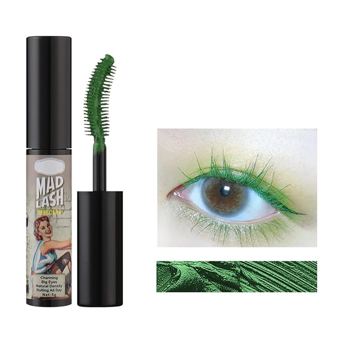 green Lash Colored Mascara Makeup Volumizing Volume Building Waterproof Sensational Washable Lengthening Natural Long-Lasting… (green)
