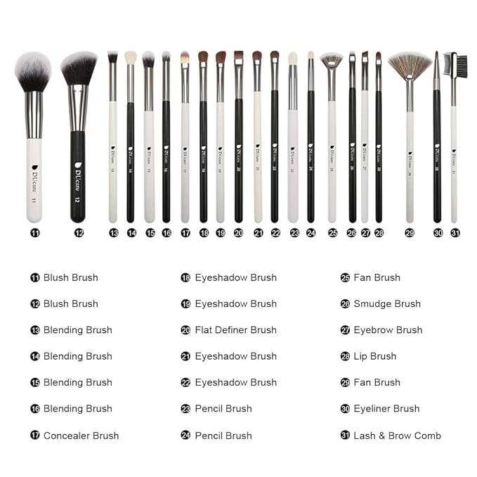 DUcare Professional Makeup Brushes Set 31Pcs Panda Series Makeup Brush Set Kabuki Foundation Blending Face Powder Blush Concealers Eye Shadows With Leather Case Organizer