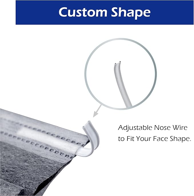 4-PLY BlueEagle Individually Wrapped Disposable Adult Face Masks | Fit for Large Face | with Activated Carbon Filter | Black Color - 50 Pcs (Charcoal Black)