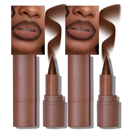 2Pcs 2-in-1 Gradient Lip Liner and Lipstick Lip Combo Set - Achieve Flawless Contour and Gradual Ombre Effect with Easy-to-Use Crayon Form and Cone Tip (2Pcs 06# Coffee Bean)