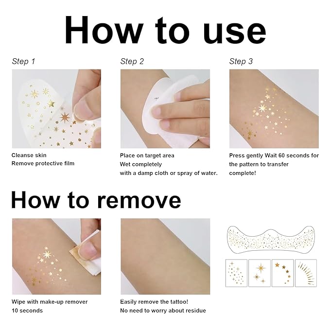 20 Pcs Gold Face Makeup Patches, Glitter Freckles Face Tattoo for Teenagers & Young Women, Sparkle Freckles Makeup Patches, Waterproof Face Glitter Freckles for for Christmas(Gold)