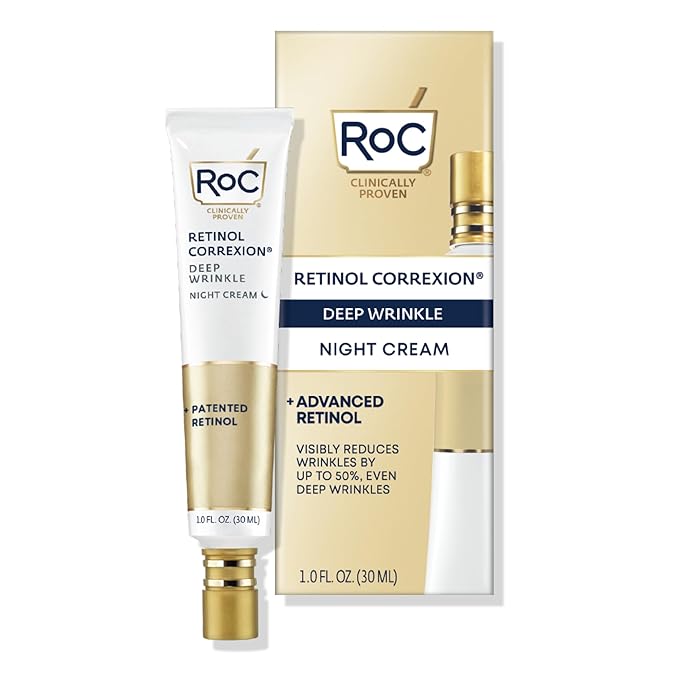 RoC Retinol Correxion Night Cream for Deep Wrinkles, Anti Aging Skincare Treatment Women and Men, 1.0 oz (Packaging May Vary)