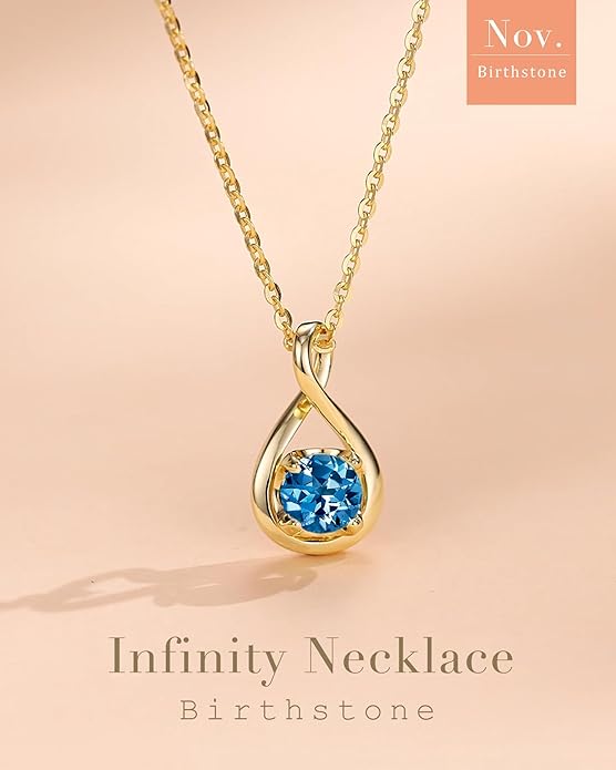 FANCIME Birthstone Necklaces for Women Fine Jewelry Sterling Silver Dainty Infinity Pendant Anniversary Birthday Christmas Gifts for Her Wife Mom Lady Daughter, Chain 16"+2" Extend