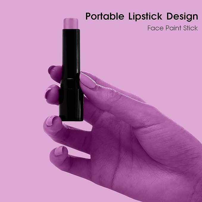 BADCOLOR Light Purple Face Paint Stick, Cream Lavender Periwinkle Eye Black, Sweatproof Waterproof for Sports Violet Lilac Halloween SFX Ursula Cosplay Costume Makeup