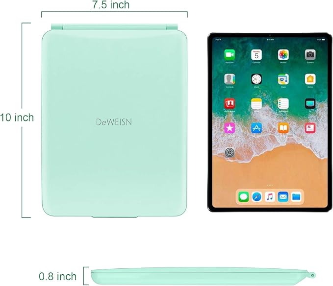 deweisn Folding Travel Mirror Lighted Makeup Mirror with 72 LEDs 3 Colors Light Modes, USB Rechargable, Portable, Ultra Thin, CompactVanity Mirror with Touch Screen Dimming for Cosmetic (Green)