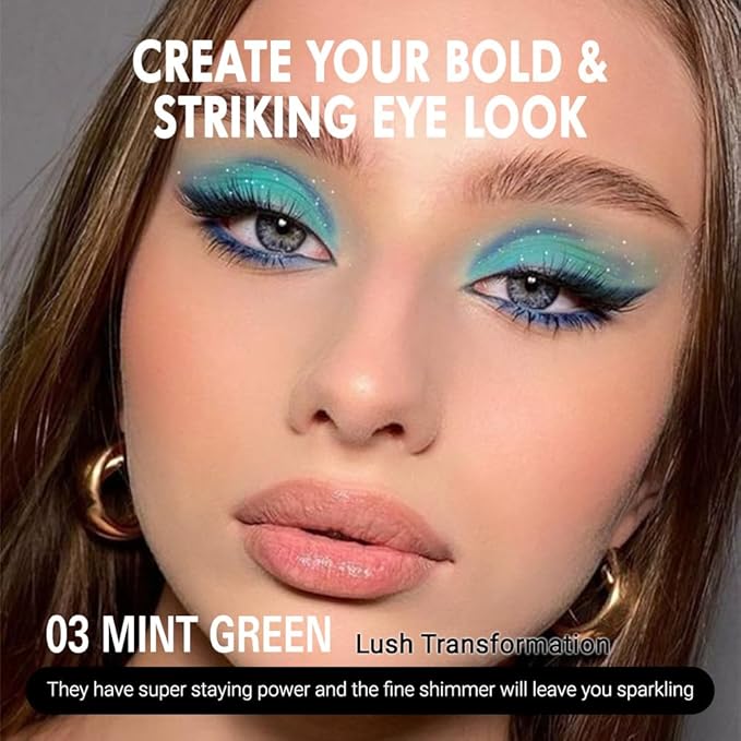 Shimmer Single Eye Shadow Palette Makeup, Mint Green Shimmer Glittler Monochrome Eyeshadow For Green Blue Eye, Mini Pigmented Waterproof Sombras Para Ojos, Vegan, Talc,Paraben & Cruelty Free