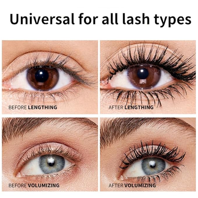 Tubing Mascara for Older Women 60 Plus - Mascara Volume and Length for Sensitive Eyes Waterproof, Sweatproof, 24 Hours Long-Lasting Makeup, No Caking & Smudging, Hypoallergenic (Black)