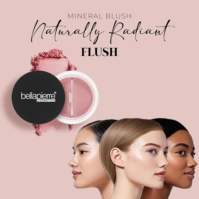 Bellapierre Mineral Blush – Loose Powder Blush, Lightweight Cheek Color, Warm Dewy Finish, Talc-Free, Hypoallergenic & Non-Toxic – 0.3 oz – Desert Rose