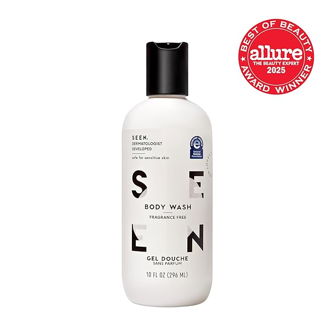 SEEN Body Wash, Fragrance Free - Non-Comedogenic & Non-Irritating Body Wash- Dermatologist-Developed - Safe for Sensitive, Eczema & Acne Prone Skin
